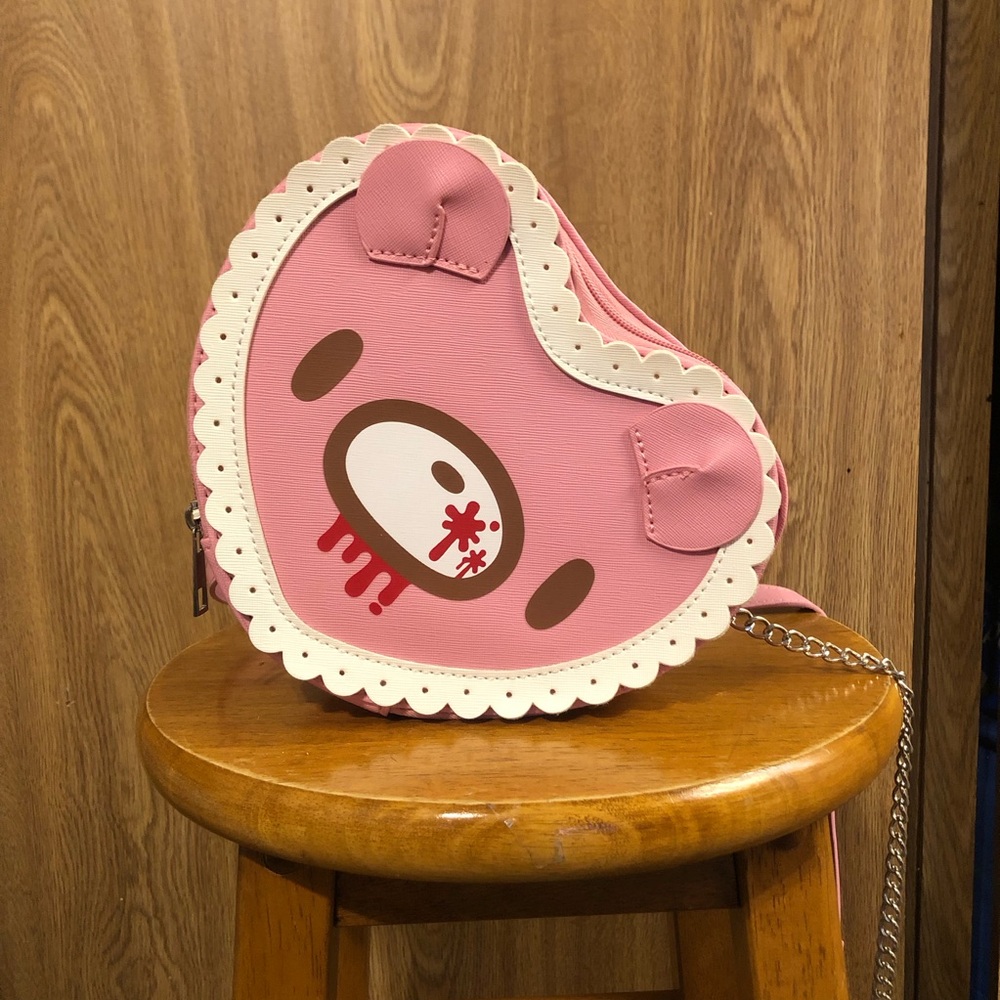 Hot Topic Pink Heart Bear Crossbody Bag